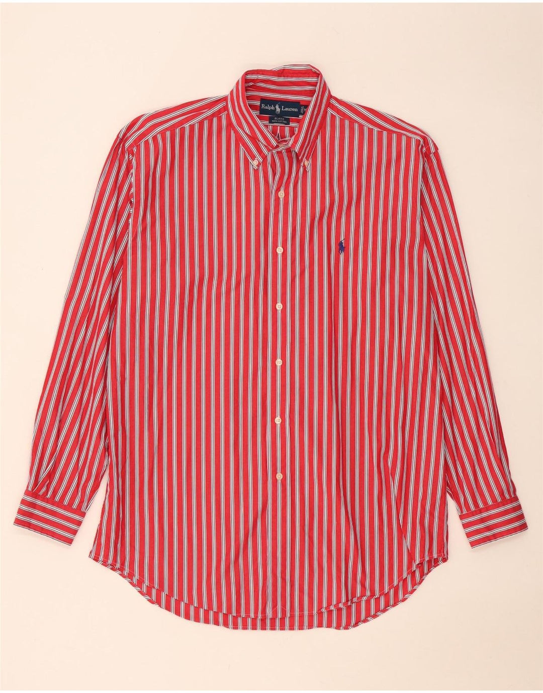 Ralph Lauren Mens Blake Shirt Medium Red Striped Cotton