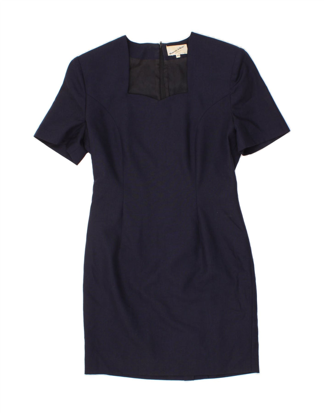 VINTAGE Womens Sheath Dress IT 44 Medium Navy Blue Wool Vintage Vintage and Second-Hand Vintage from Messina Hembry 