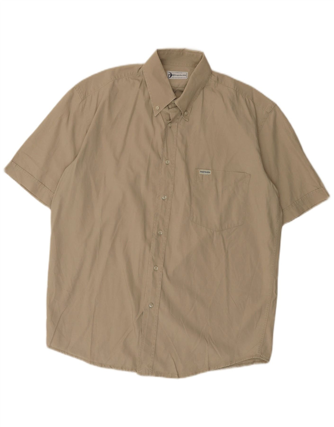 Sergio Tacchini Mens Short Sleeve Shirt Large Khaki Cotton