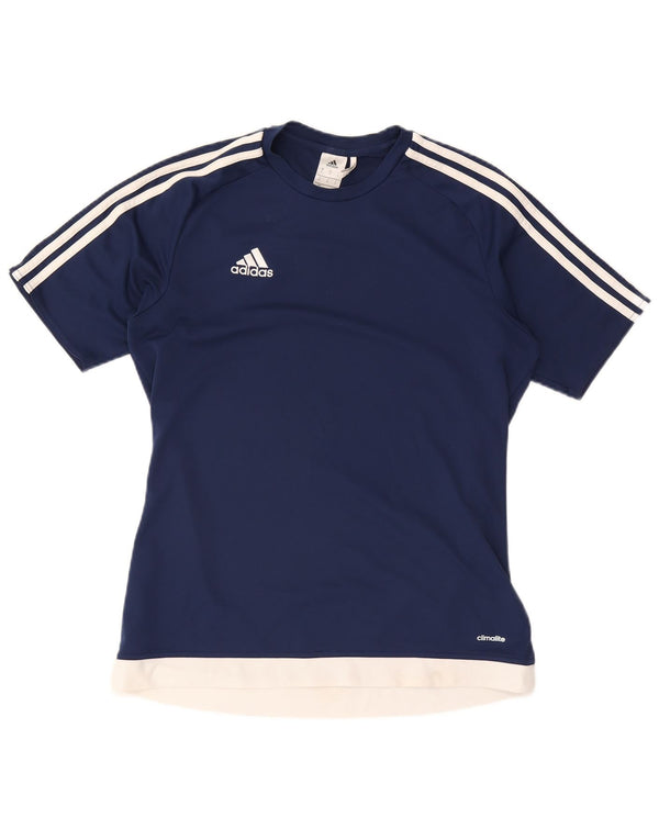 ADIDAS Mens Climalite T-Shirt Top Medium Navy Blue Colourblock Polyester
