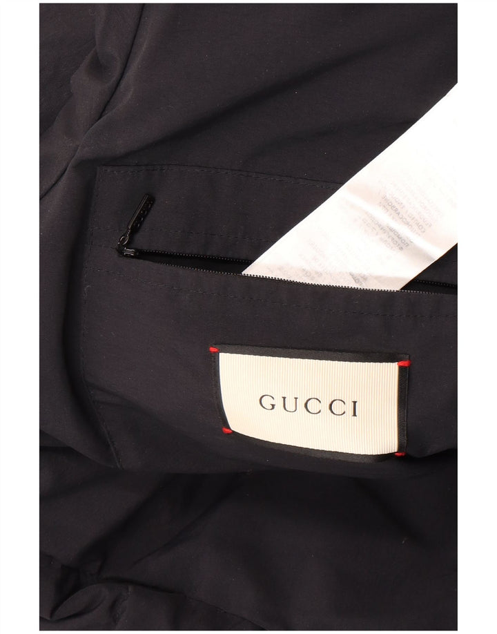 Gucci Mens Graphic Hooded Padded Coat IT 46 Large Black Polyamide