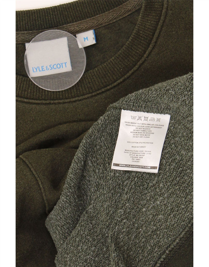 Lyle & Scott Mens Graphic Sweatshirt Jumper Medium Khaki Cotton