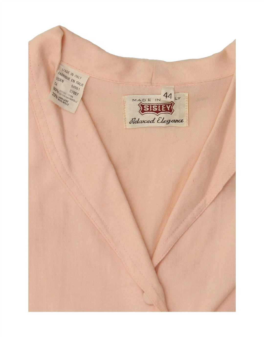 SISLEY Womens Shirt Blouse IT 44 Medium Pink Cotton Vintage Sisley and Second-Hand Sisley from Messina Hembry 