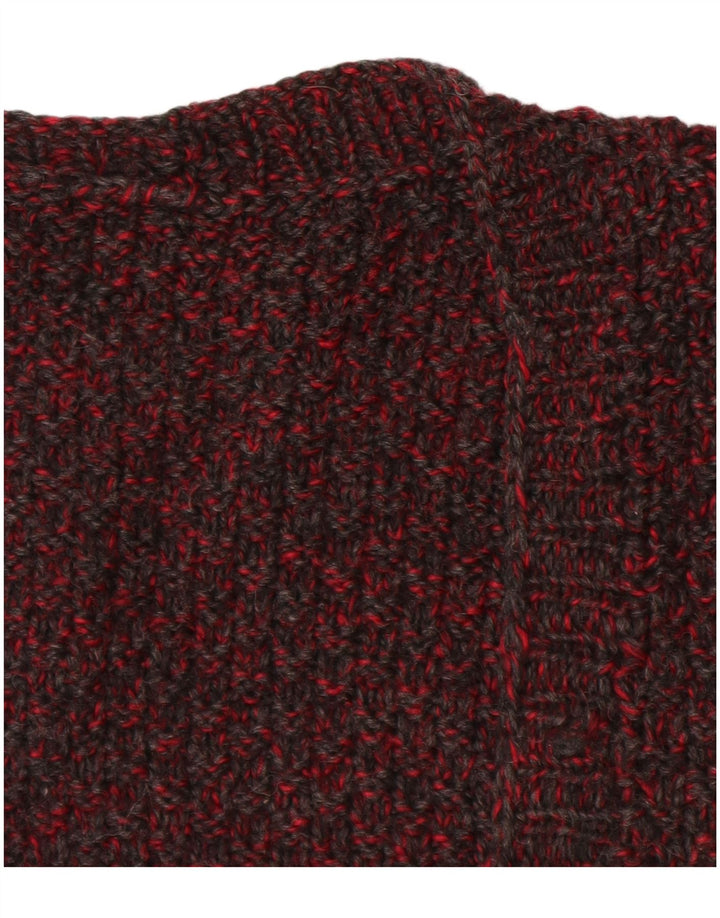 VINTAGE Womens Sleeveless Cardigan Sweater UK 14 Large Burgundy Flecked