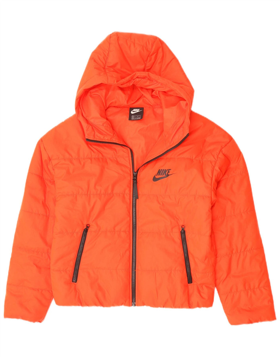 Nike Womens Hooded Oversized Padded Jacket UK 6 XS Orange Polyester