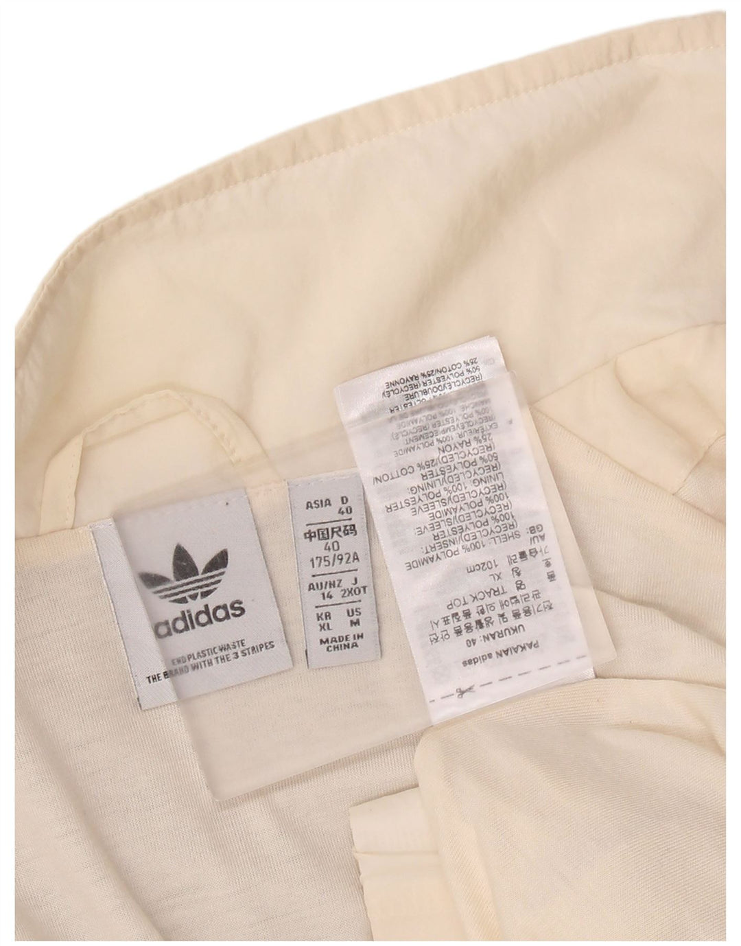 Adidas Womens Graphic Tracksuit Top Jacket UK 14 Large Off White Polyamide