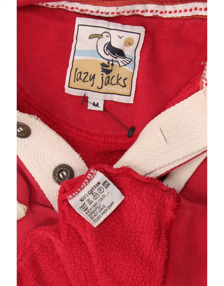 VINTAGE Mens Graphic Hoodie Jumper Medium Red Cotton