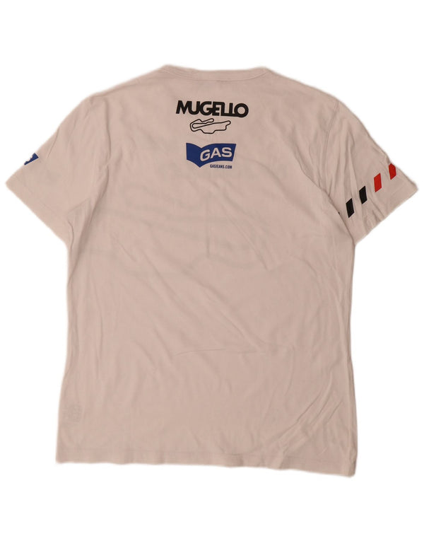 Gas Mens Graphic T-Shirt Top Large White Cotton