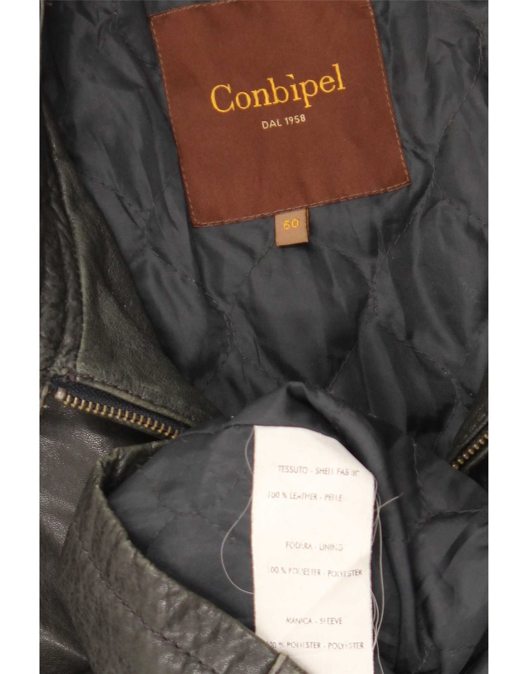 Conbipel Womens Biker Jacket IT 54 2XL Black Leather