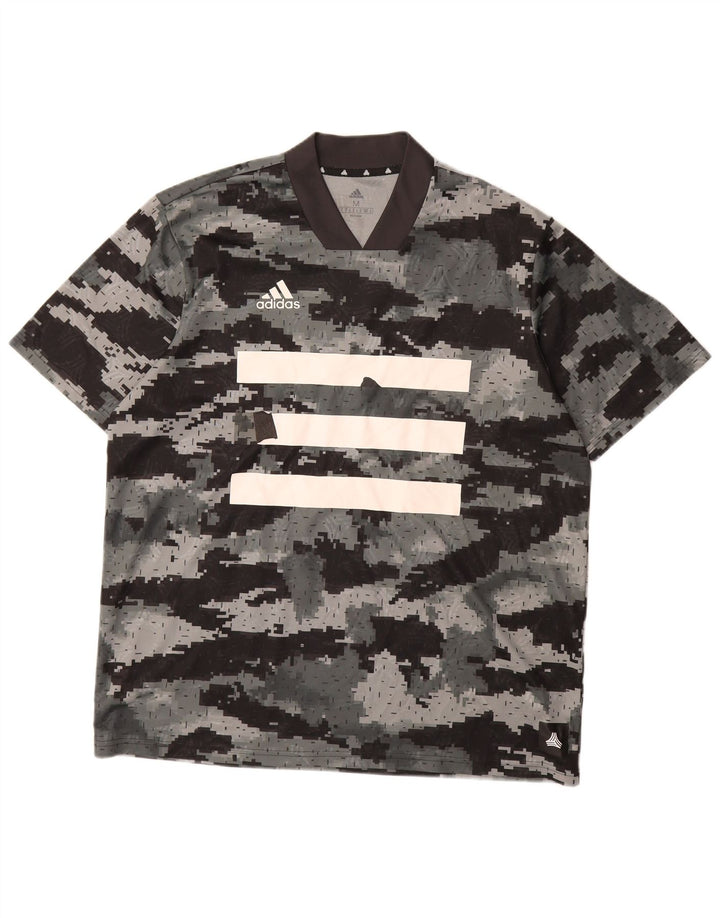 ADIDAS Mens Graphic T-Shirt Top Medium Grey Camouflage Polyester
