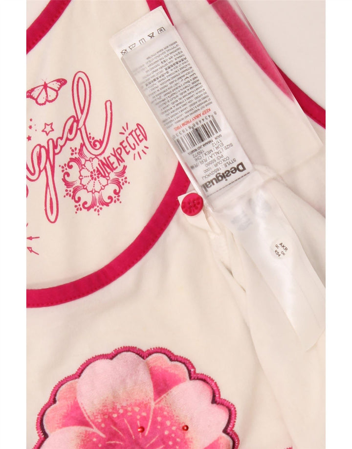 DESIGUAL Girls Graphic Sleeveless Tunic Dress 11-12 Years White Floral