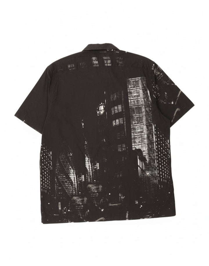 TED BAKER Mens Graphic Short Sleeve Shirt Size 4 Large Black Cotton