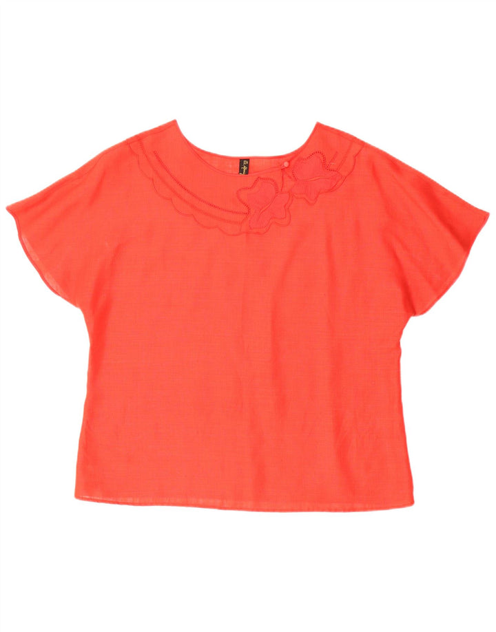 Mario Pucci Cecconi Womens Blouse Top IT 48 XL Red Linen