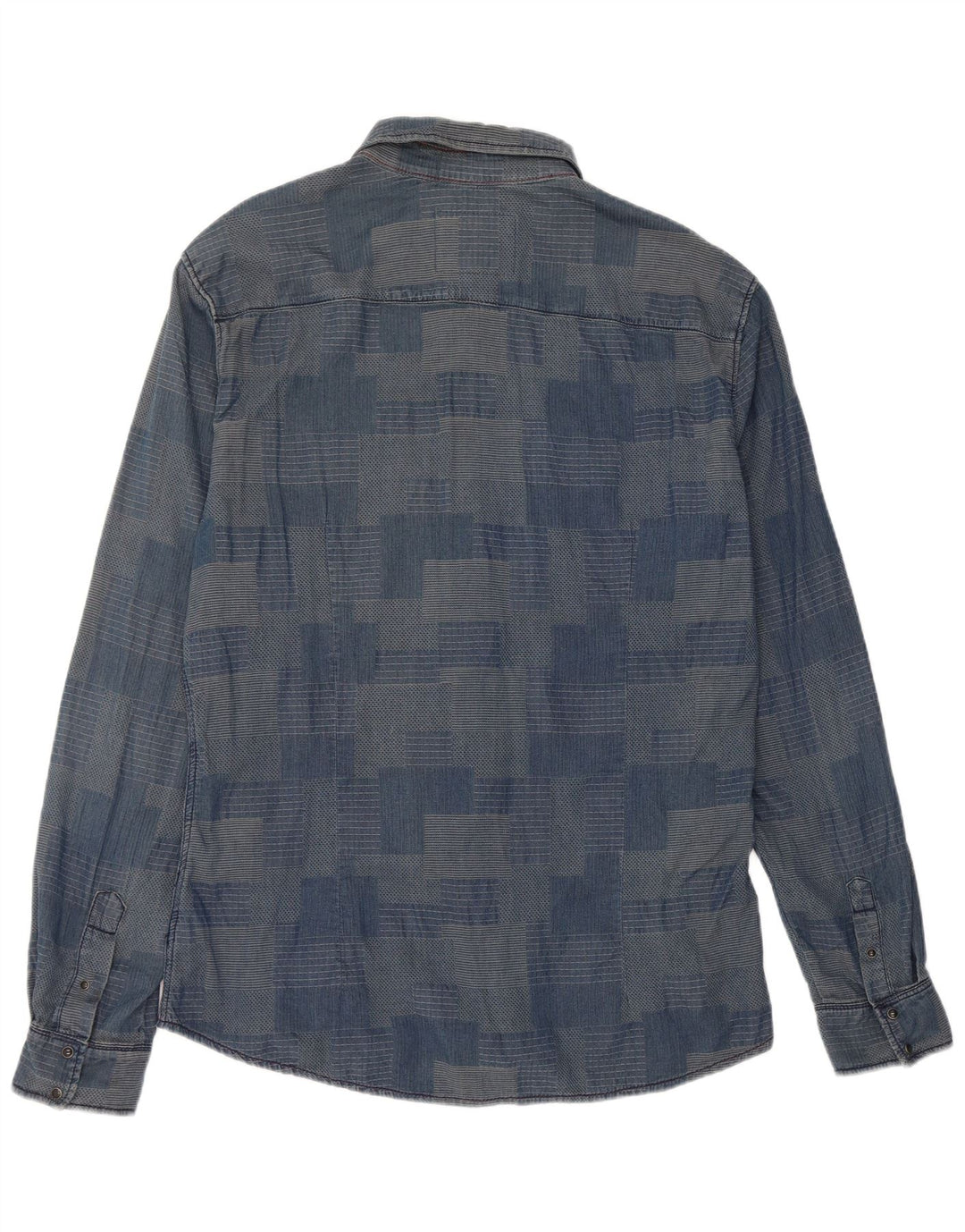 Gaudi Mens Shirt 2XL Blue Patchwork Cotton