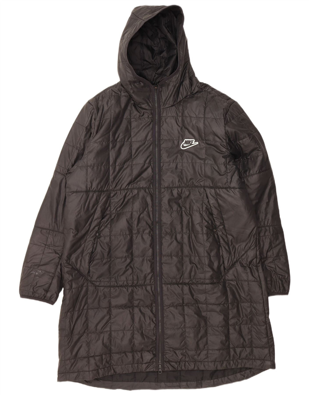 NIKE Mens Hooded Padded Coat UK 42 XL Black Polyester