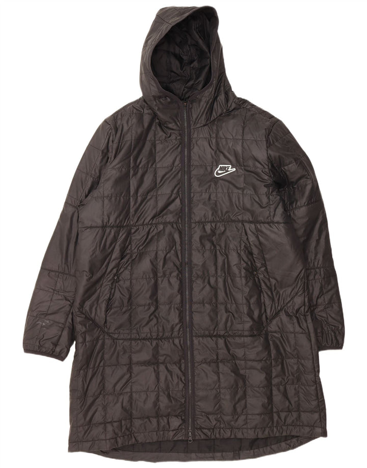NIKE Mens Hooded Padded Coat UK 42 XL Black Polyester