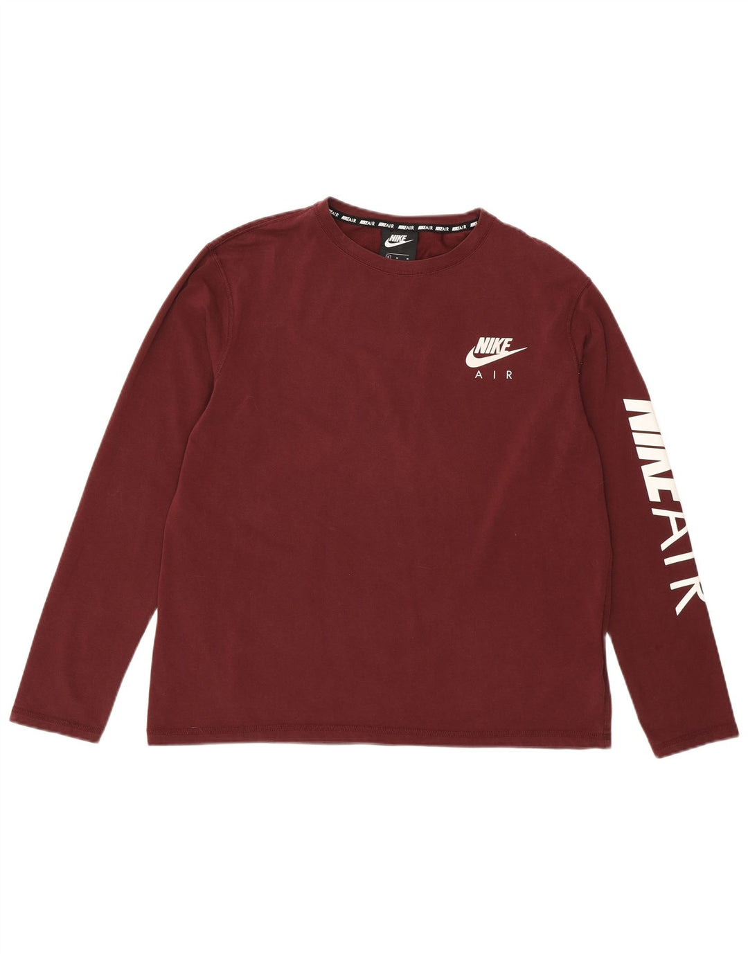 Nike Womens Air Graphic Top Long Sleeve UK 14 Medium Burgundy Cotton