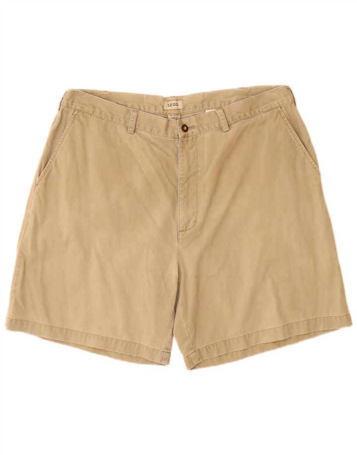 IZOD Mens Chino Shorts  W38 XL Beige Cotton