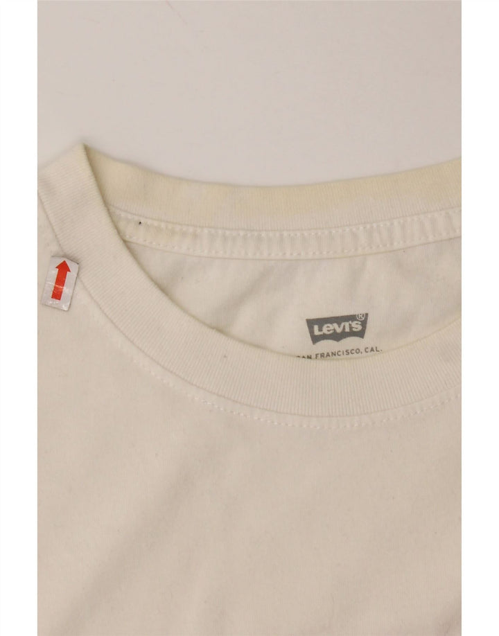 LEVI'S Womens Crop Graphic T-Shirt Top UK 10 Small White Colourblock