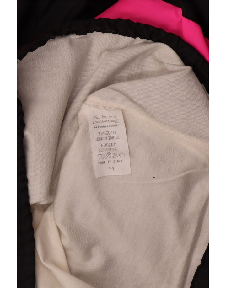 VINTAGE Mens Hooded Anorak Jacket UK 38 Medium Black Colourblock Polyamide