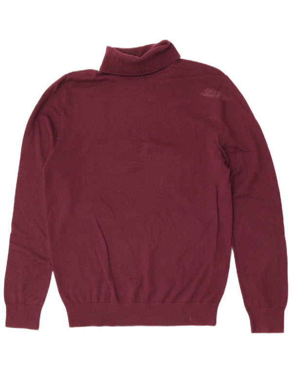 Reiss Womens Roll Neck Jumper Sweater UK 14 Large Burgundy Wool