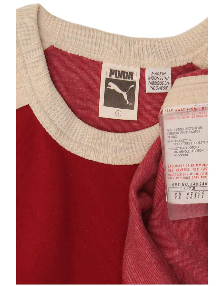 PUMA Mens Top Long Sleeve Small Red Colourblock Polyester