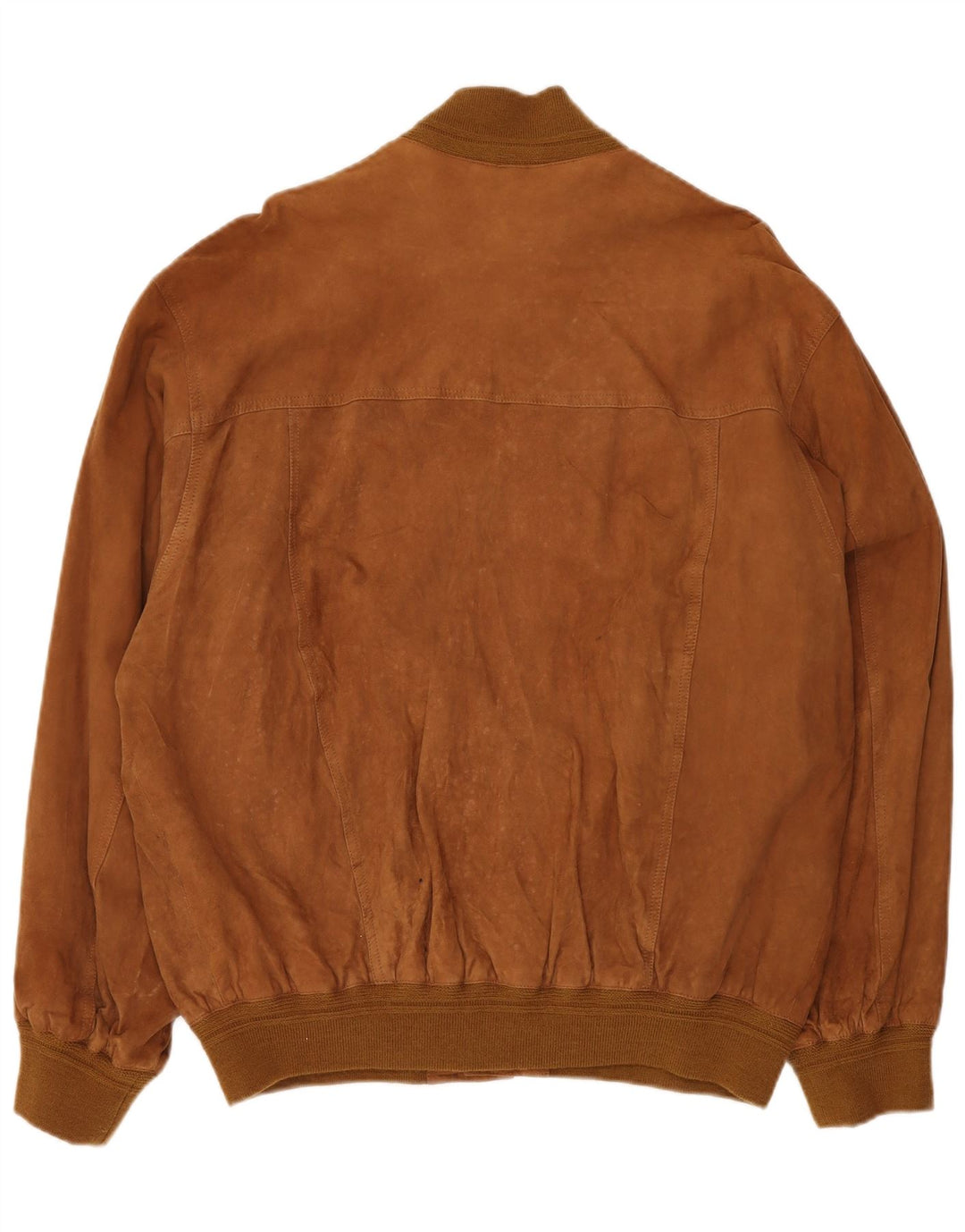 VINTAGE Mens Suede Bomber Jacket IT 58 4XL Brown Leather