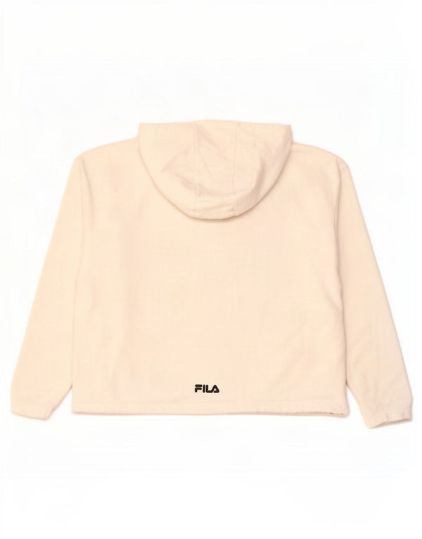 Fila Womens Graphic Oversized Hoodie Jumper UK 10 Small White