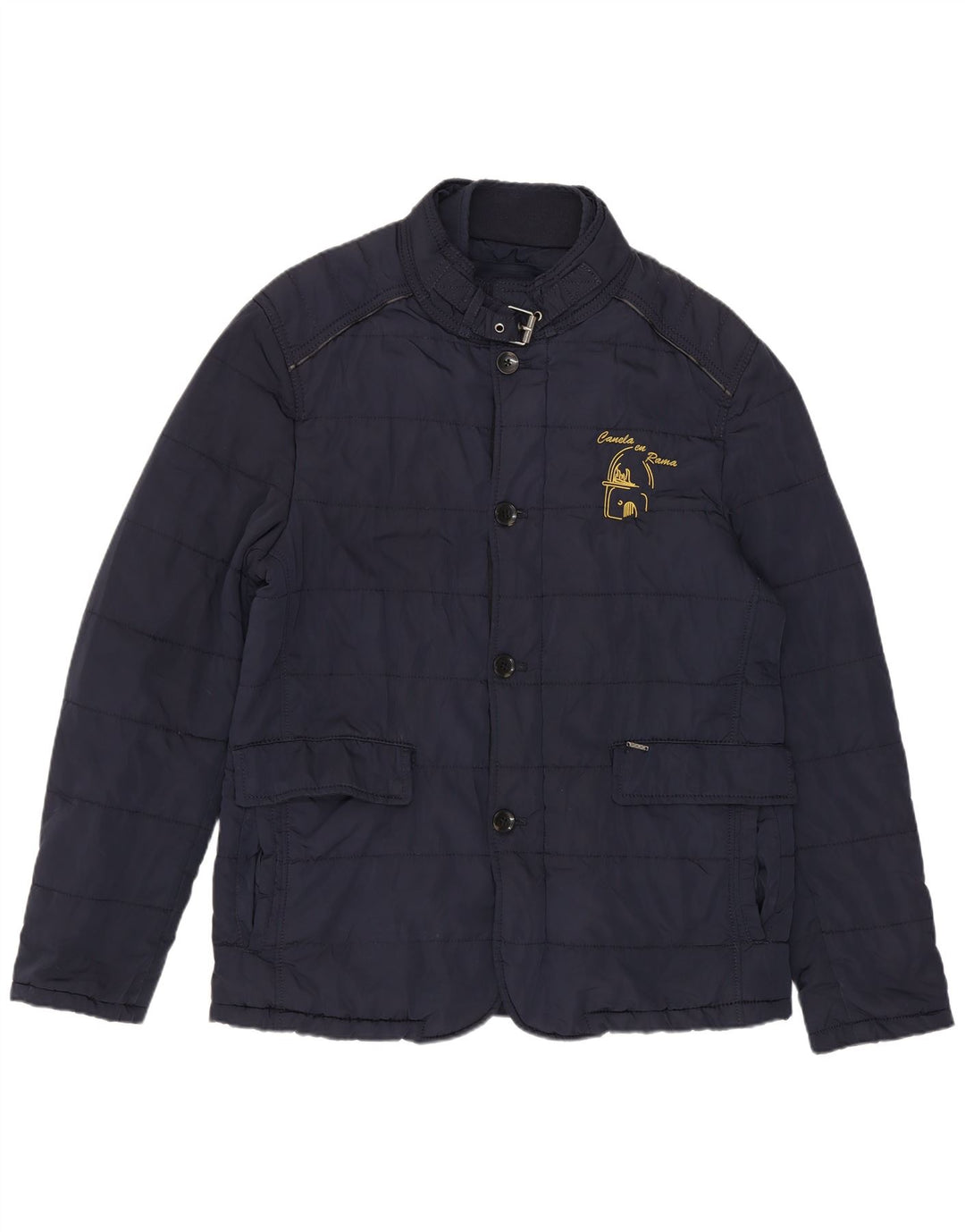 Zara Mens Padded Jacket UK 38 Medium Navy Blue Polyester