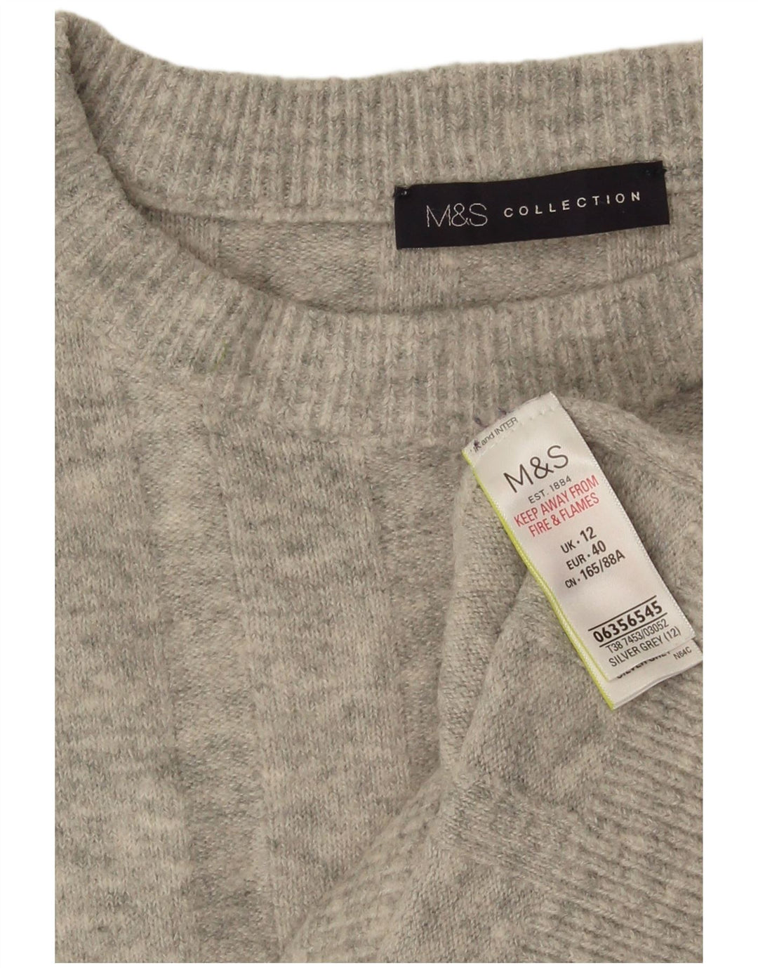 Marks & Spencer Womens Crew Neck Jumper Sweater UK 12 Medium Grey Flecked
