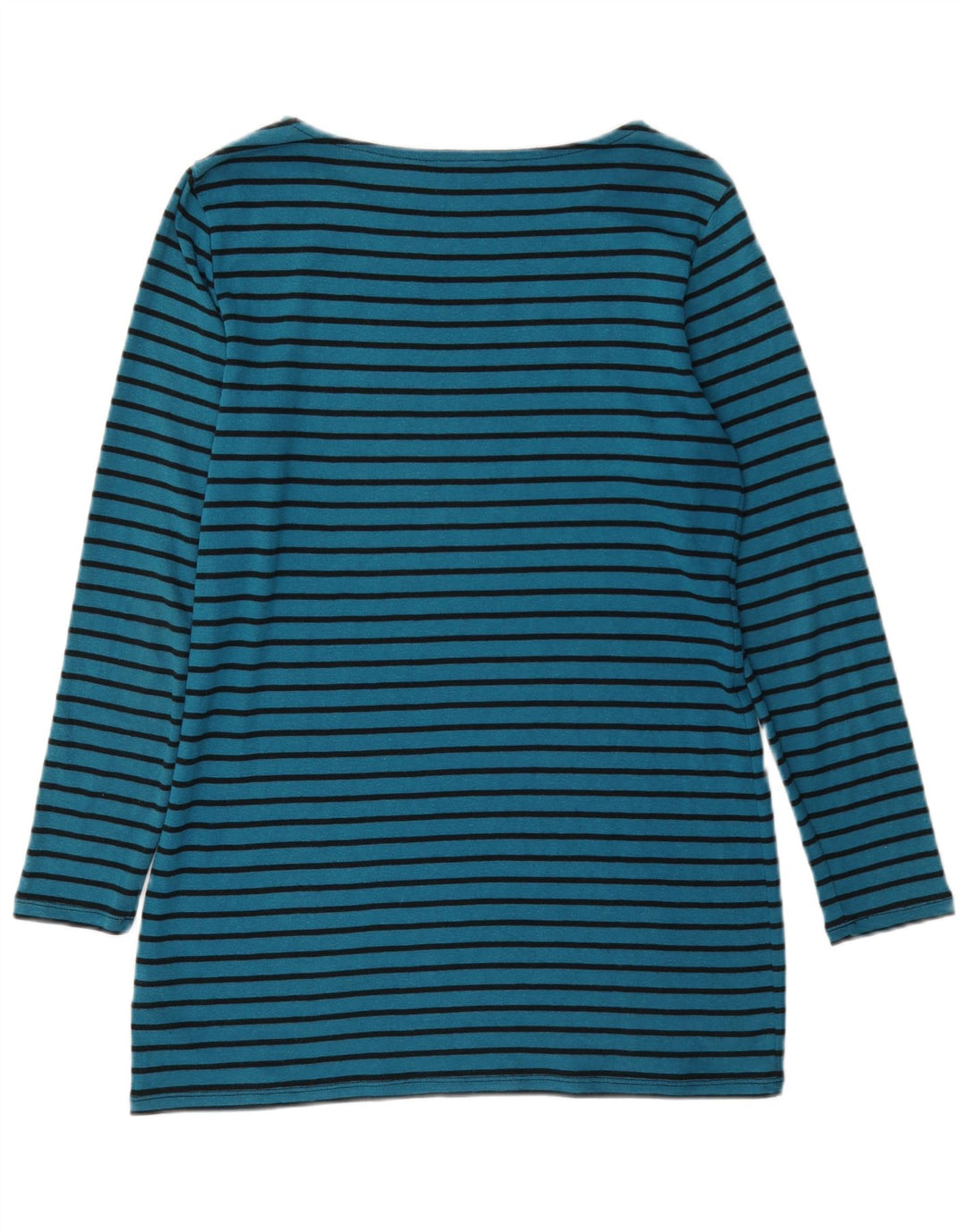 Marks & Spencer Womens Top Long Sleeve UK 12 Medium Blue Striped Cotton