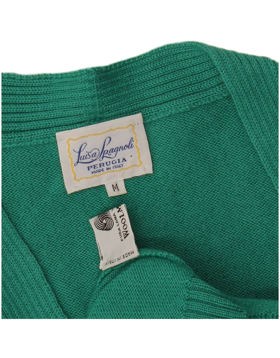 LUISA SPAGNOLI Womens Cardigan Sweater UK 14 Medium Green Wool