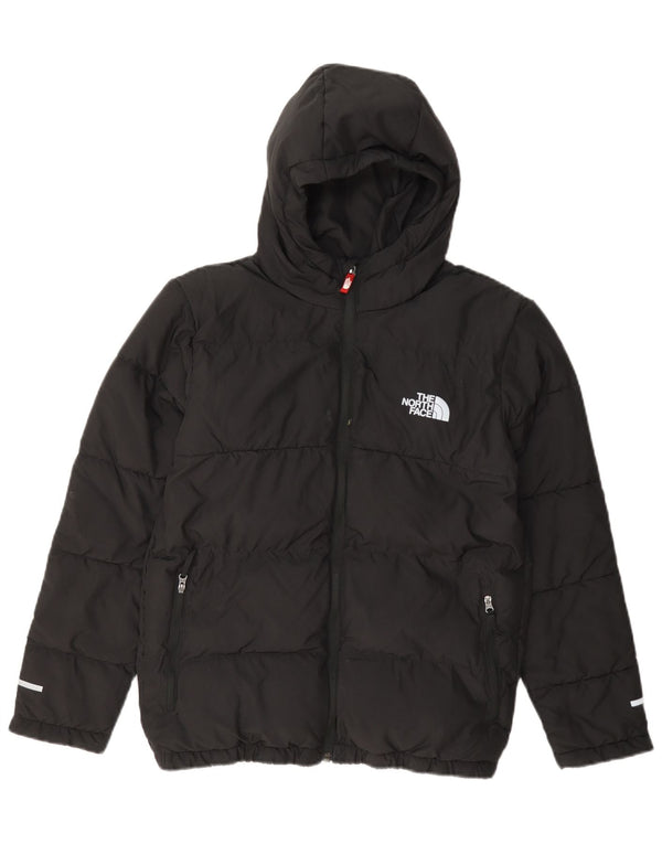 The North Face Boys Hooded Padded Jacket 14-15 Years XL Black Polyester