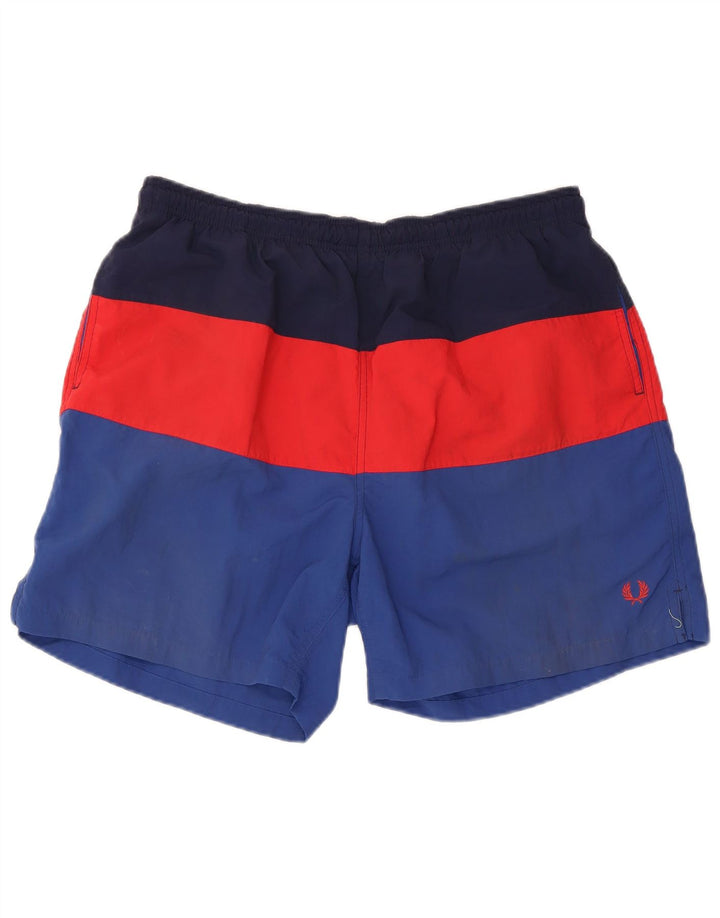FRED PERRY Mens Swimming Shorts Large  Multicoloured Colourblock Nylon