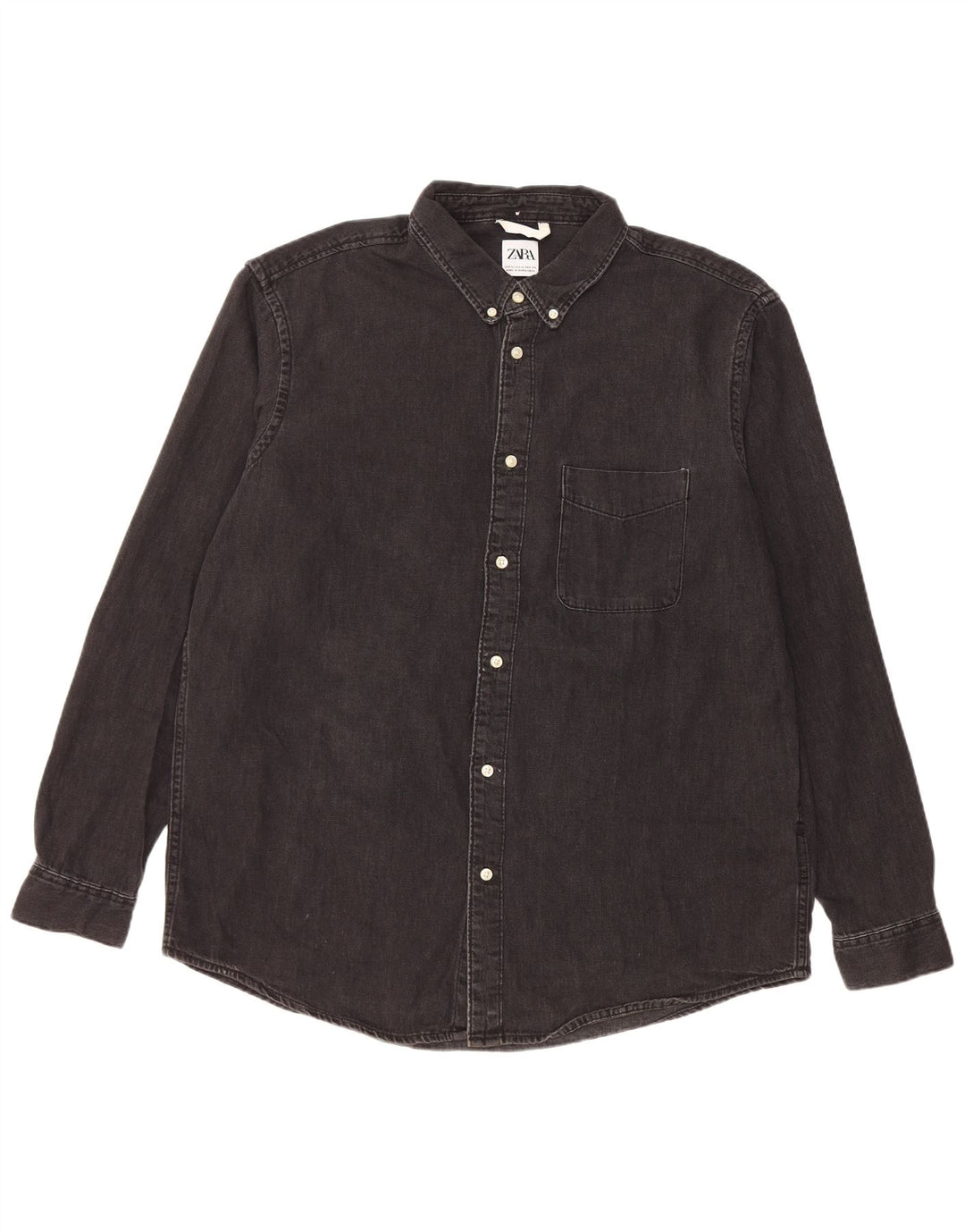 Zara Mens Denim Shirt XL Black Cotton