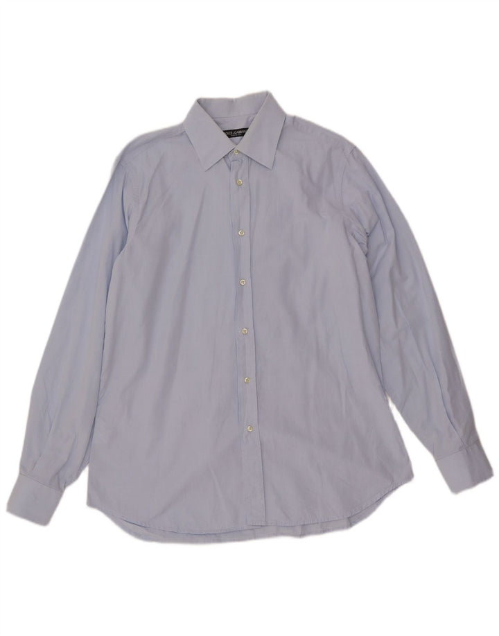 DOLCE & GABBANA Mens Shirt Size 16 41 Large Blue Cotton