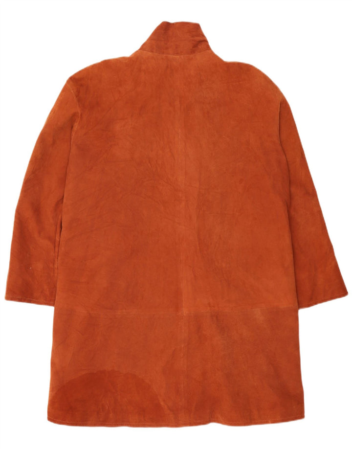 Vintage Womens Oversized Suede Overcoat IT 42 Medium Brown Leather