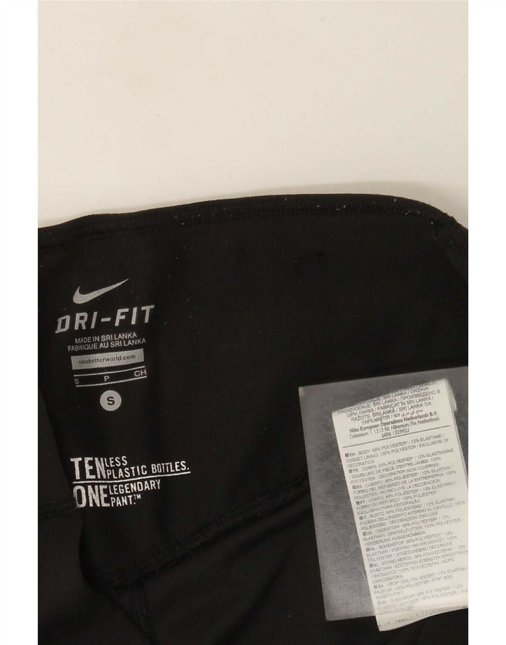 Nike Womens Dri Fit Capri Leggings UK 8 Small Black Polyester