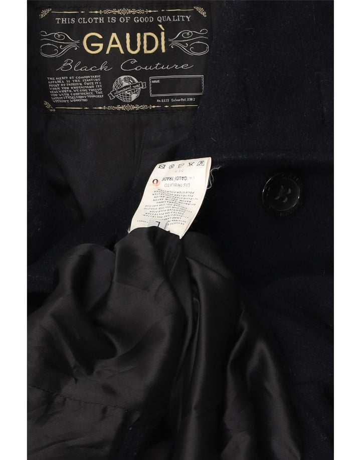 GAUDI Mens Pea Coat UK 40 Large Navy Blue Wool