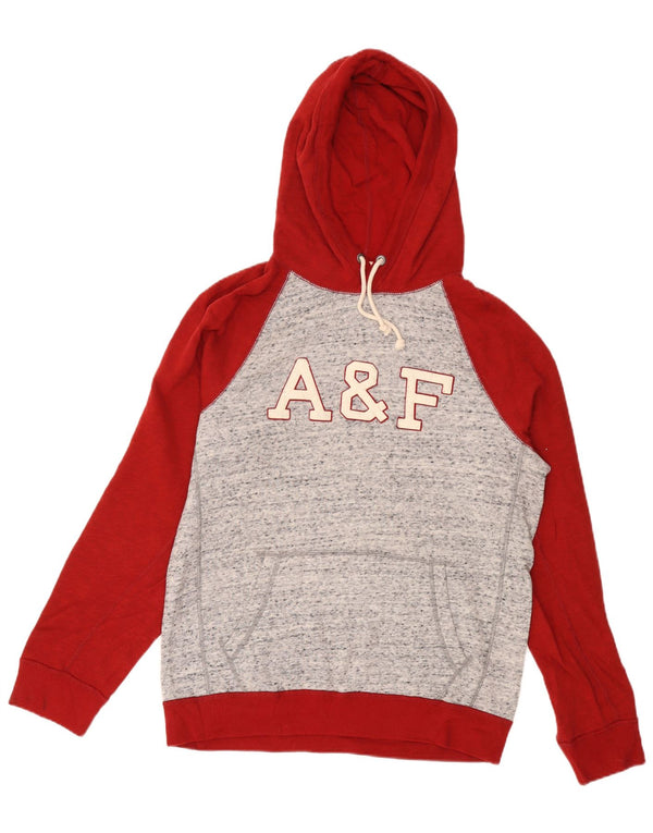Abercrombie & Fitch Mens Hoodie Jumper UK 14 Medium Burgundy Colourblock