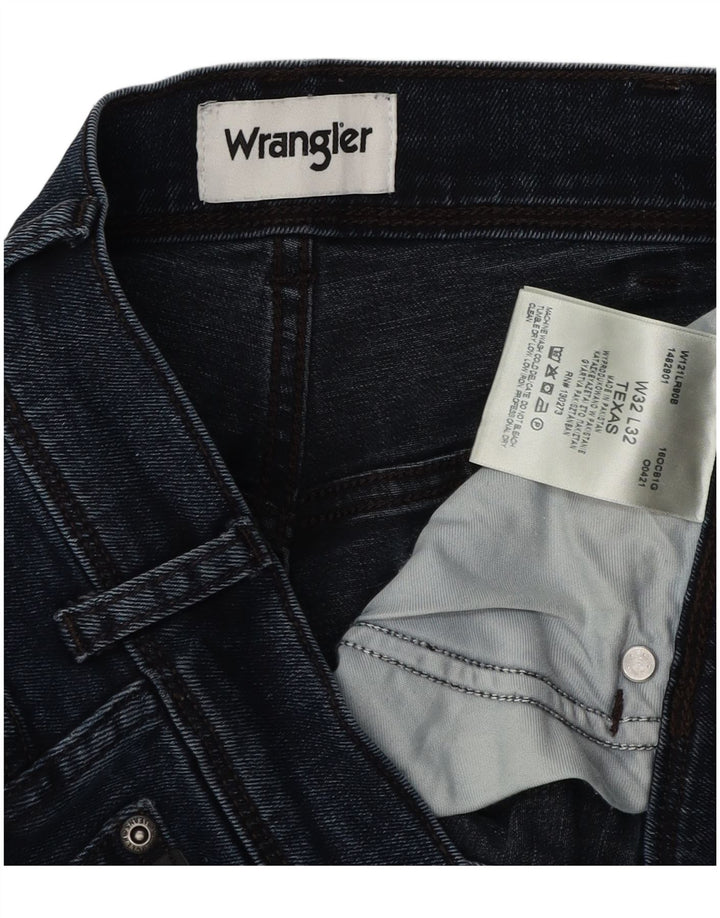 Wrangler Mens Texas Straight Jeans W32 L30 Navy Blue Cotton