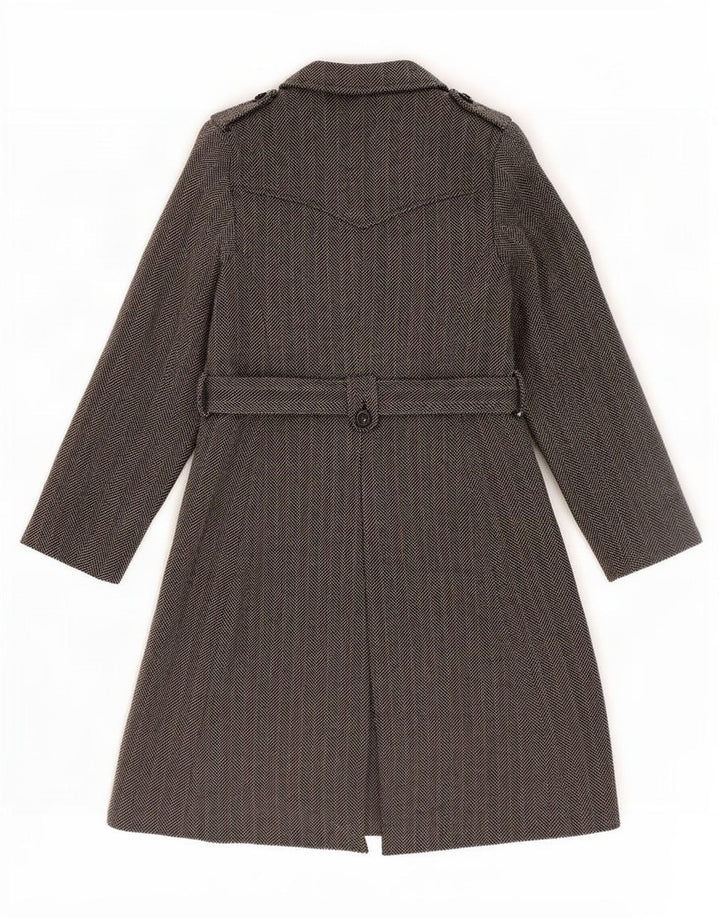 Marks & Spencer Womens Autograph Overcoat UK 8 Small Grey Herringbone Wool