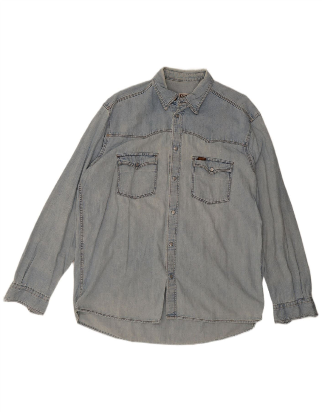 Rifle Mens Denim Shirt XL Blue Cotton