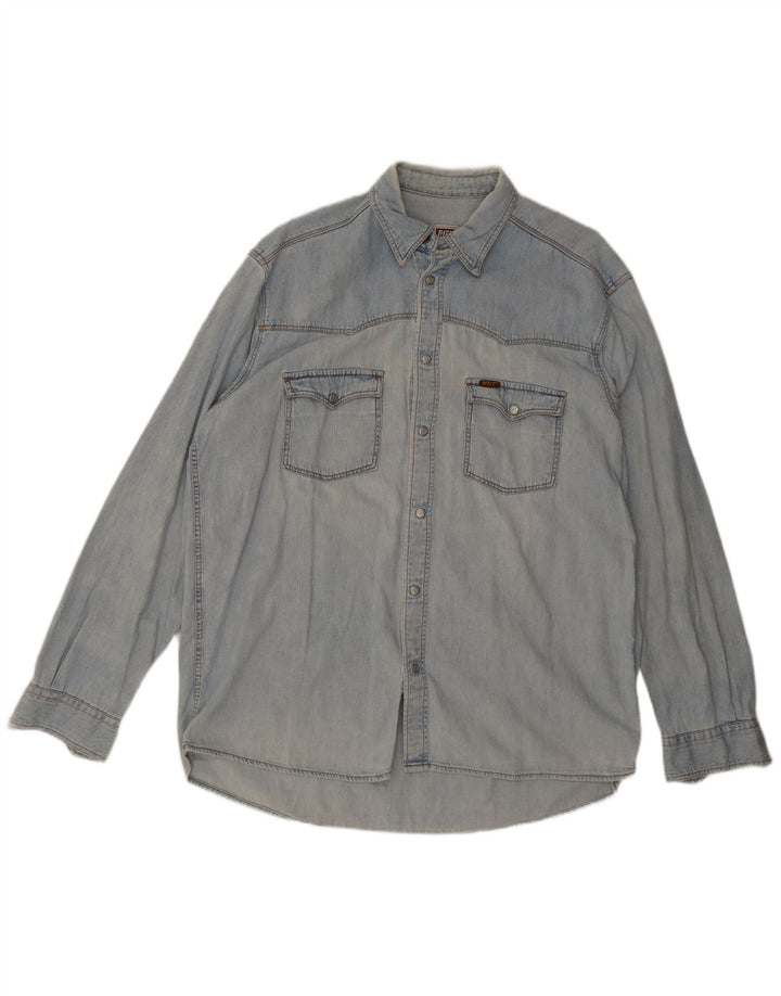 Rifle Mens Denim Shirt XL Blue Cotton