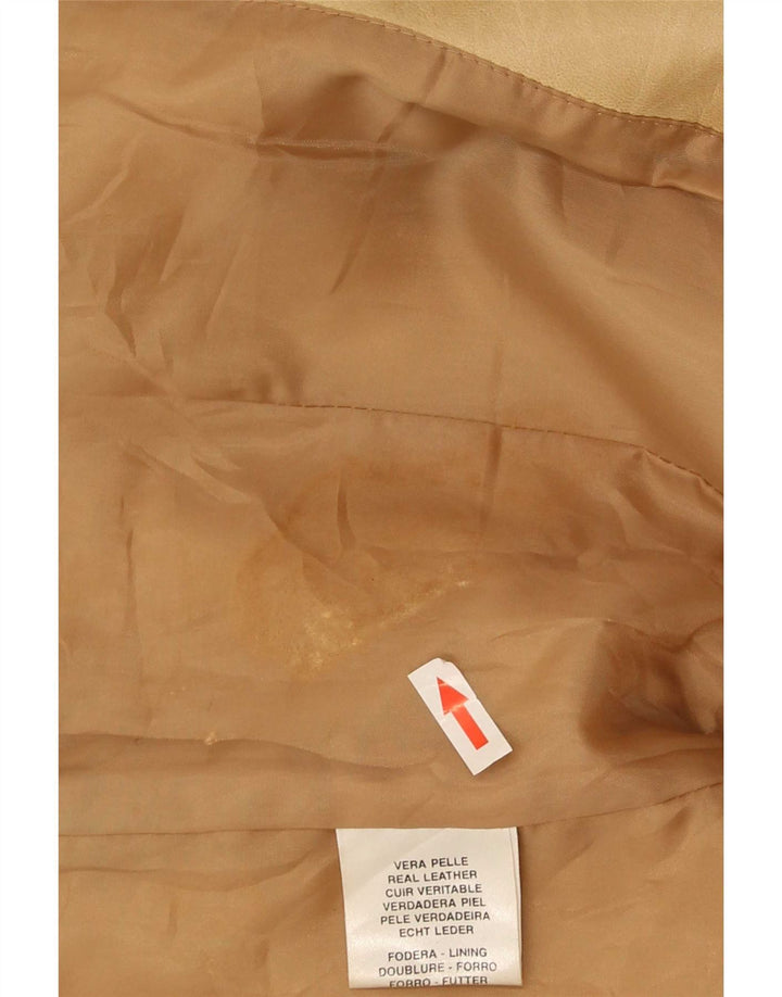 Conbipel Womens Leather Jacket IT 44 Medium Beige