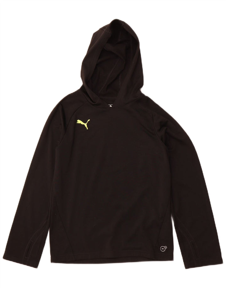 PUMA Boys Hoodie Jumper 11-12 Years Black Polyester