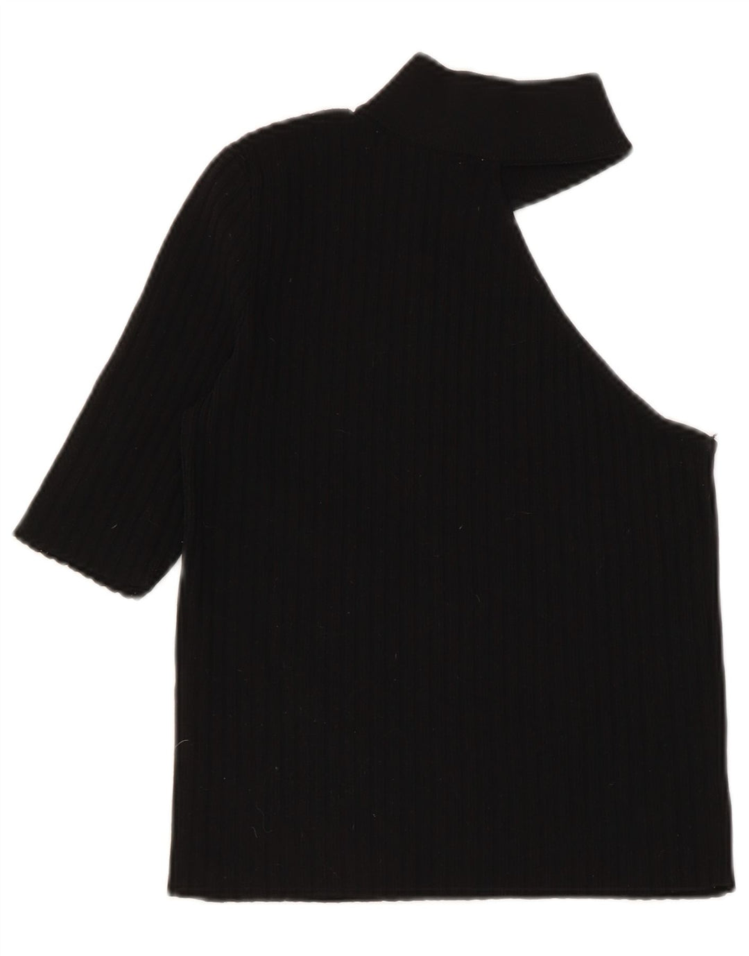 Zara Womens Crop One Shoulder Top UK 8 Small Black Nylon
