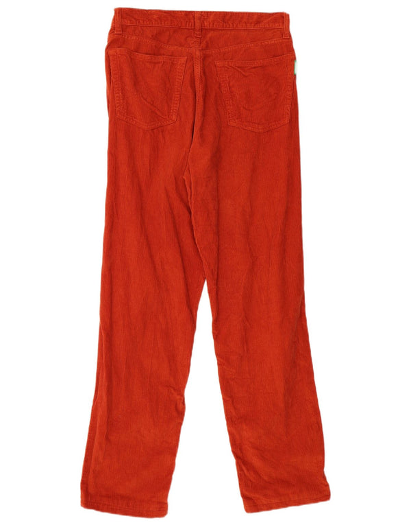 Benetton Womens Straight Corduroy Trousers W33 L29 Orange Cotton