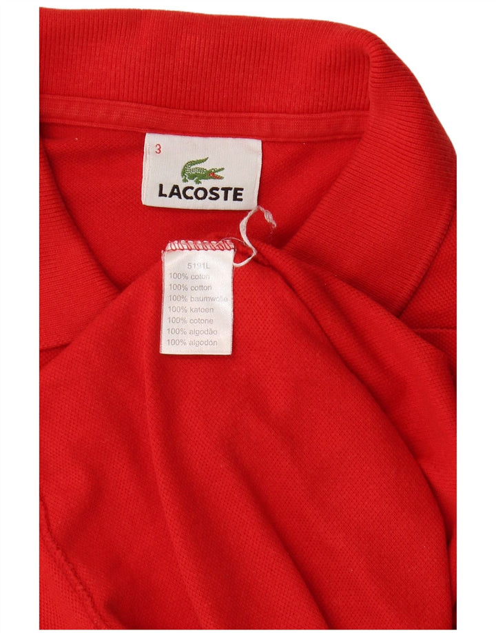 LACOSTE Mens Polo Shirt Size 3 Small Red Cotton
