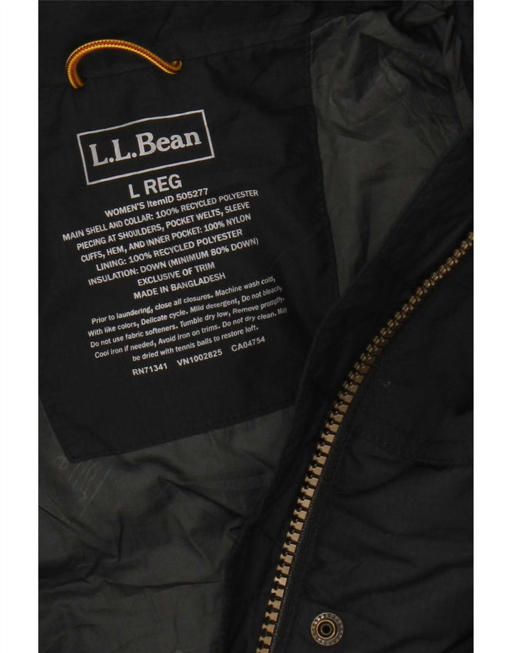 L.L.Bean Womens Hooded Padded Jacket UK 16 Large Grey Polyester
